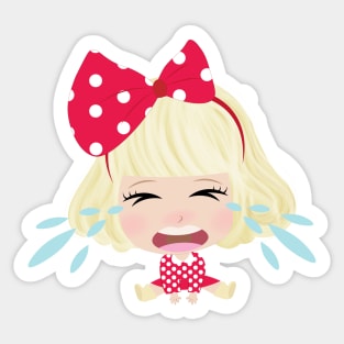 Cute Little Girl With Red Bow Sticker